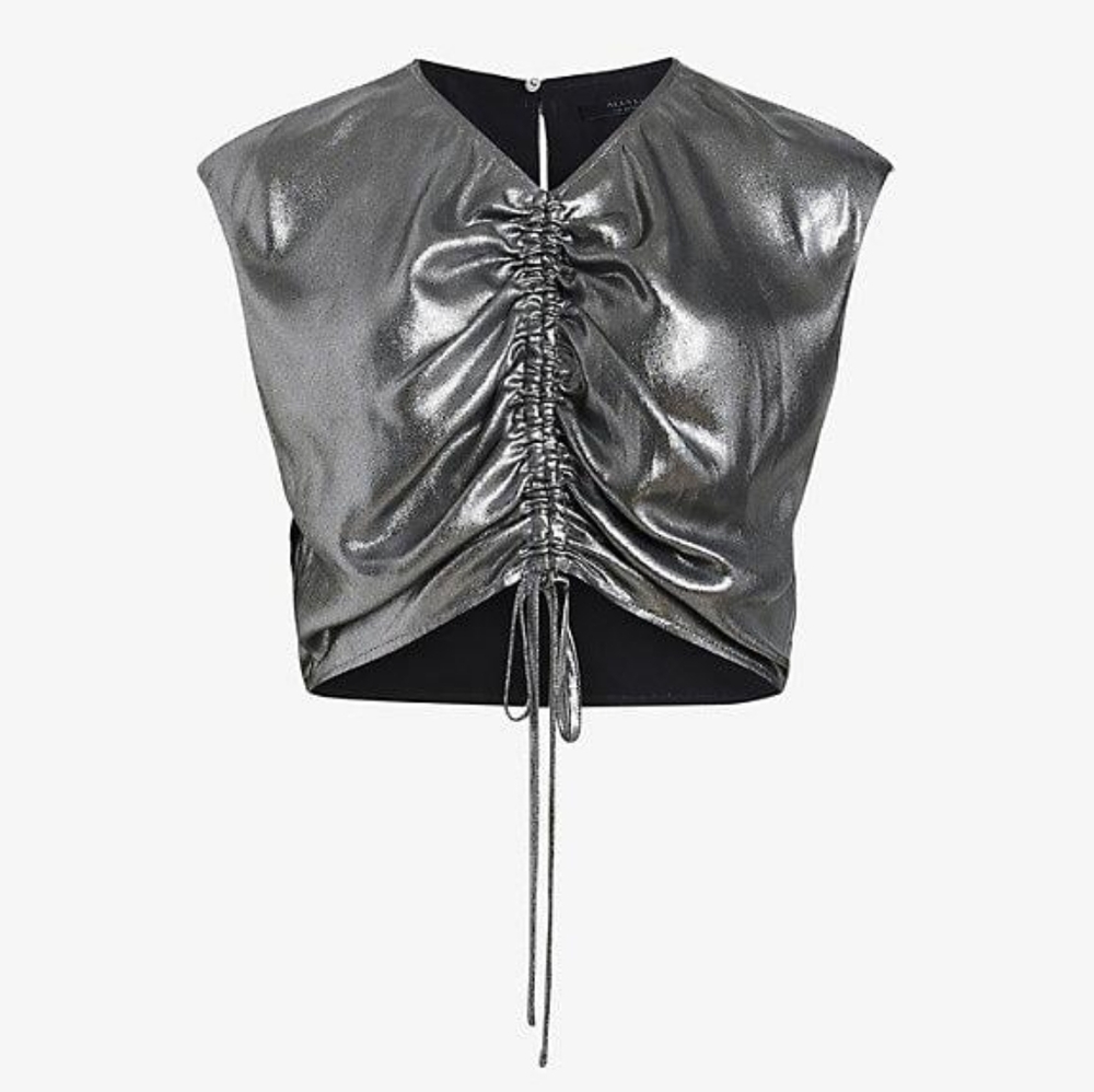 AllSaints Carla Metallic Crop Top ⛓️